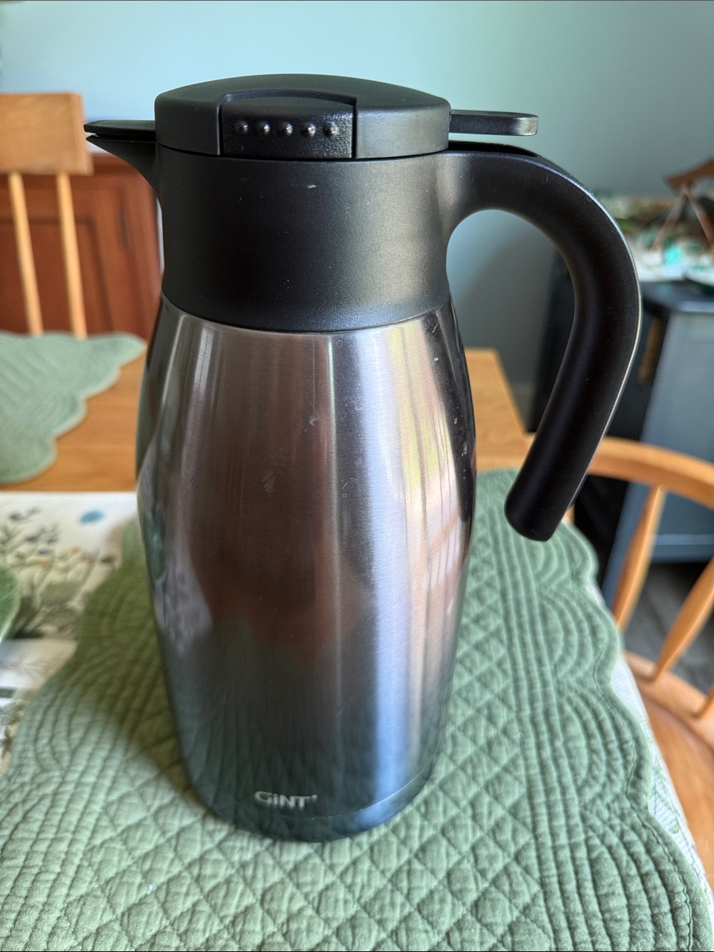 Stainless Steel Black Coffee Carafe - Insulated Hot/Cold Beverage Server
